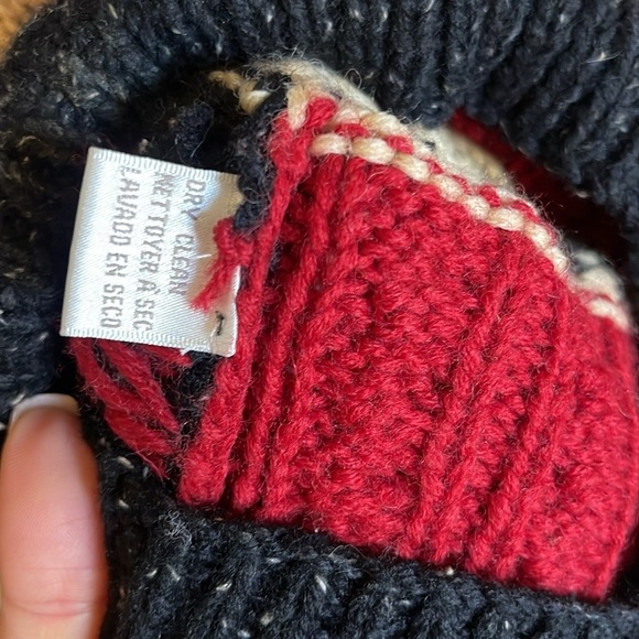 Vtg Jones New York Sweater Women Hand Knit Wool Heavy Holiday Red Green Cream - Picture 5 of 6